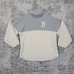 Disney Spirit Jersey Womens Medium White Sherpa Fleece Spell Out Pullover Crew